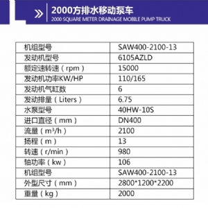 2000方排水移动泵车